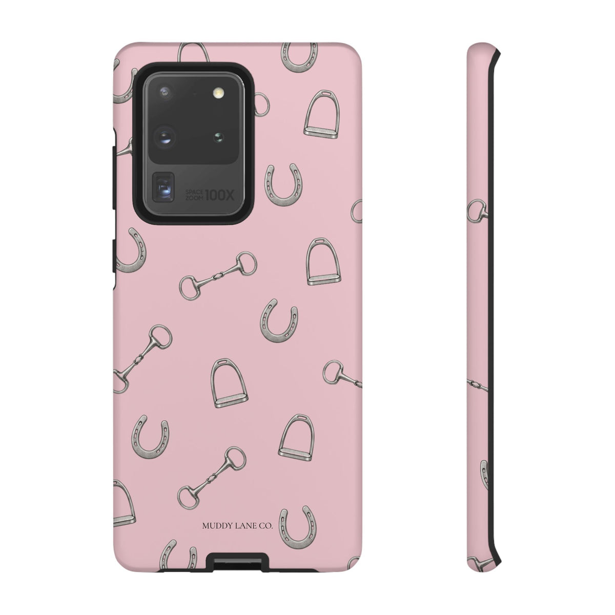 Tack Room Pattern Tough Phone Case in Soft Rosette Pink Matte