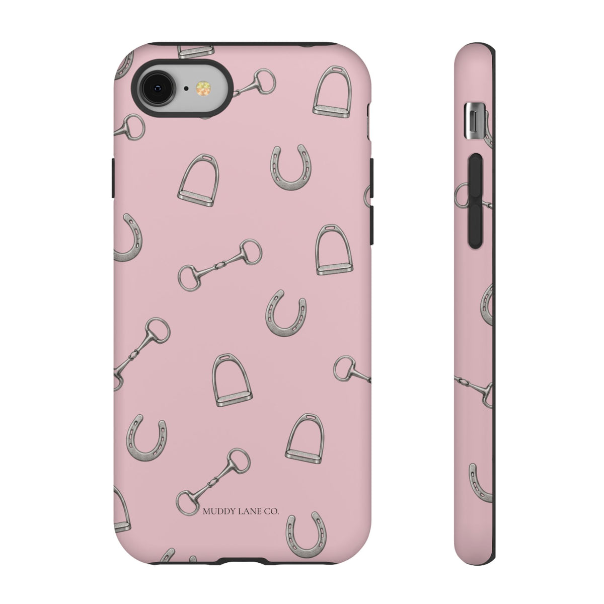 Tack Room Pattern Tough Phone Case in Soft Rosette Pink Matte