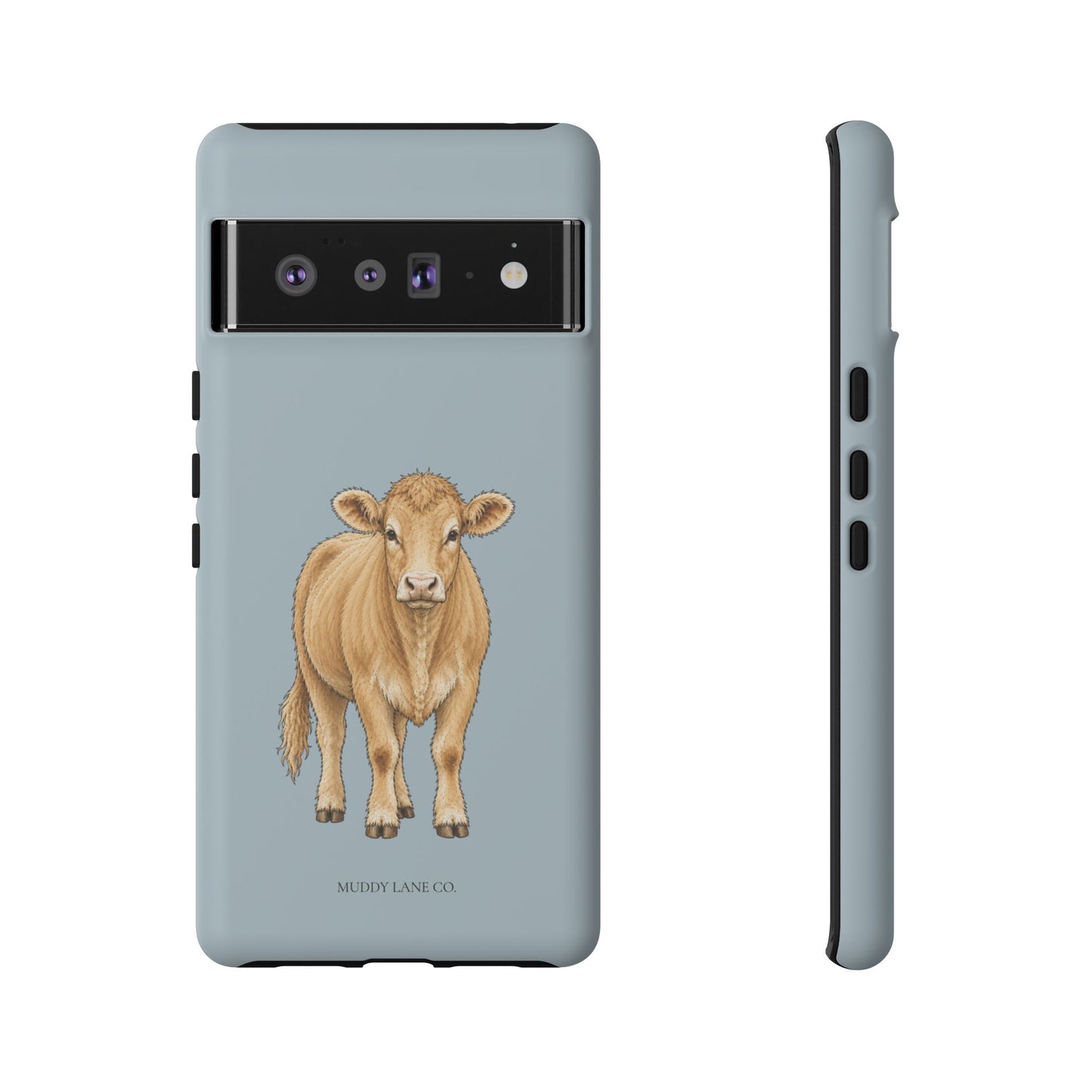 Farm Cow Tough Phone Case in Dusty Blue Matte