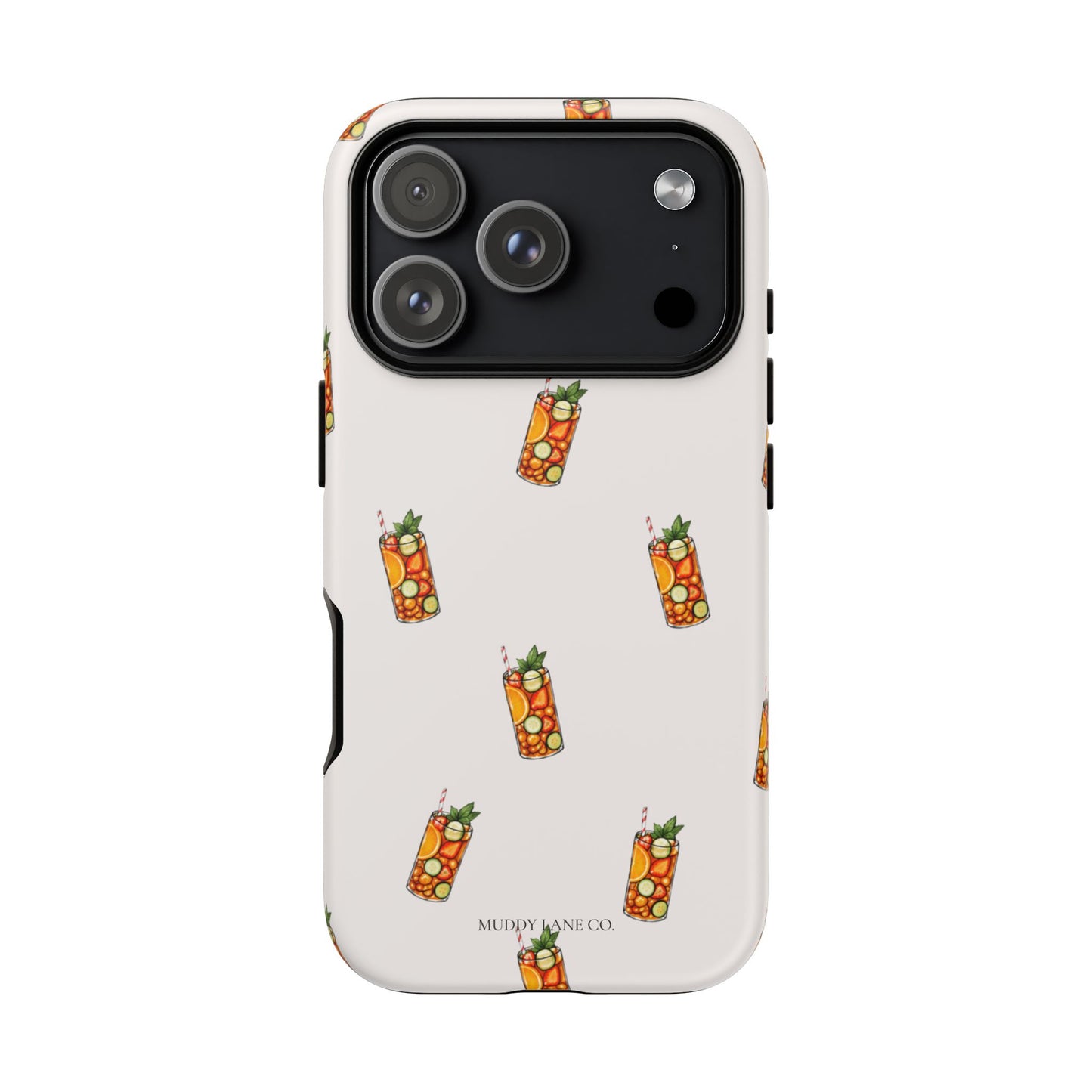 Summer Drink Pattern Tough Phone Case in Warm Cream Matte