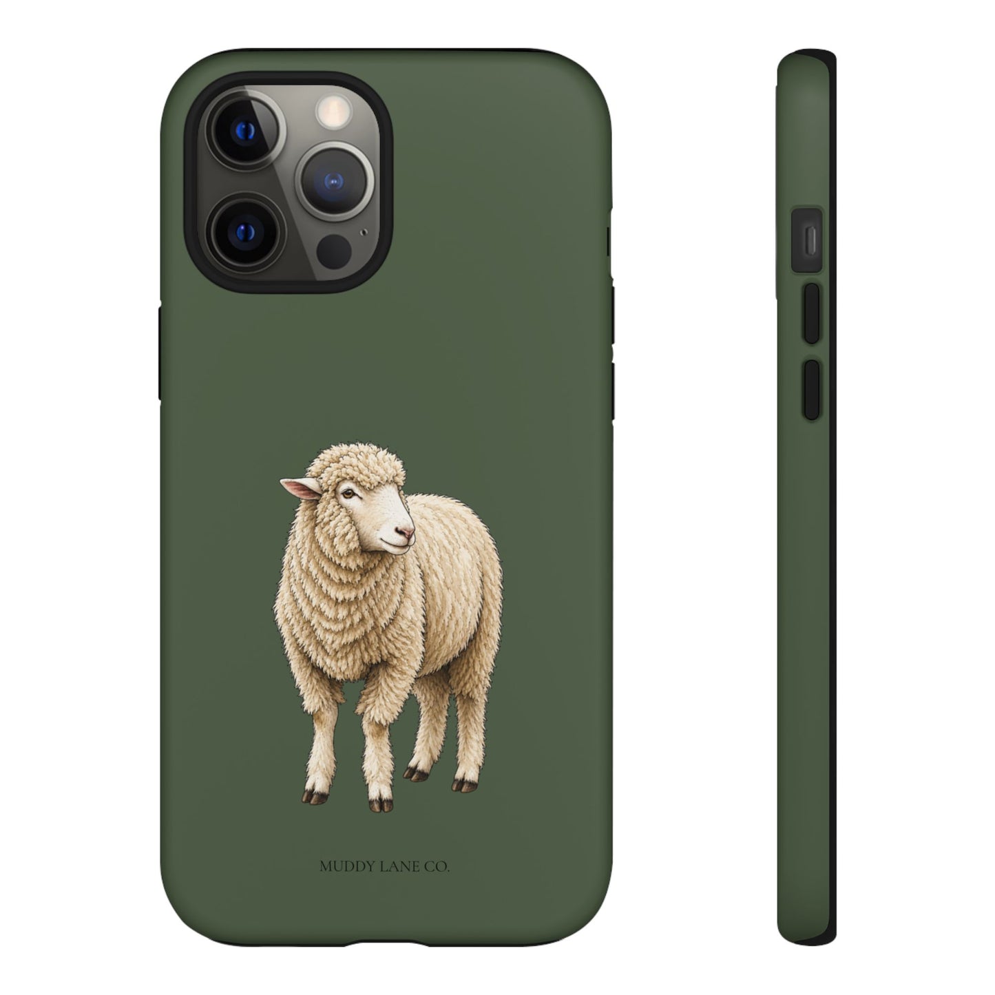 Sheep Tough Phone Case in Forest Green Matte