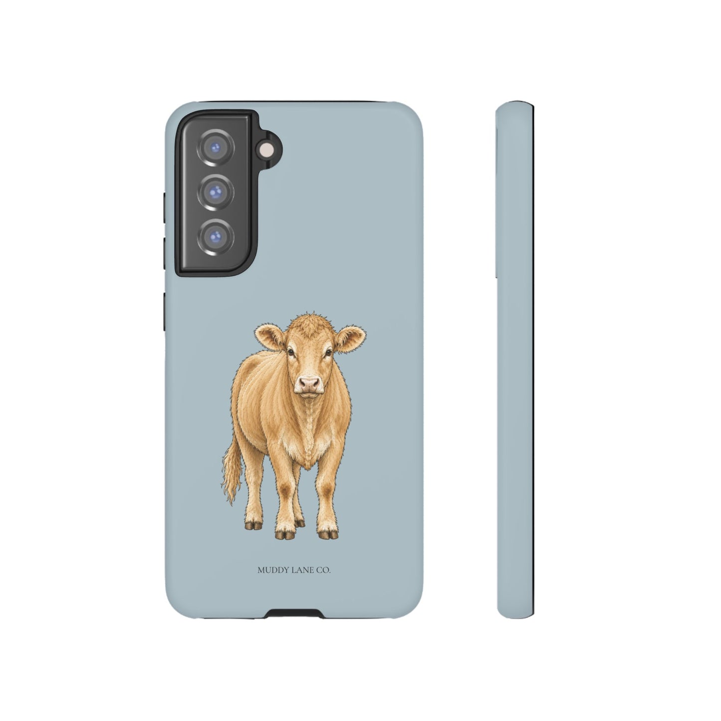 Farm Cow Tough Phone Case in Dusty Blue Matte