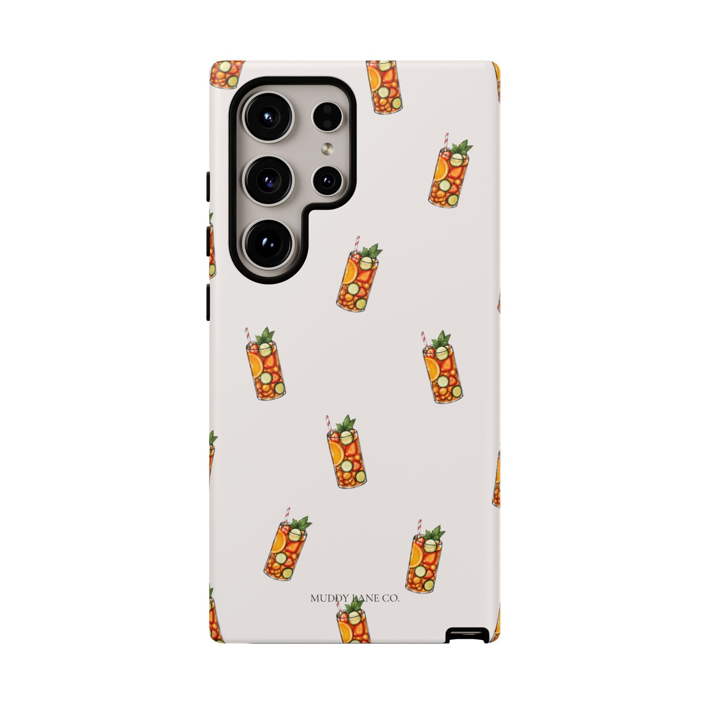 Summer Drink Pattern Tough Phone Case in Warm Cream Matte