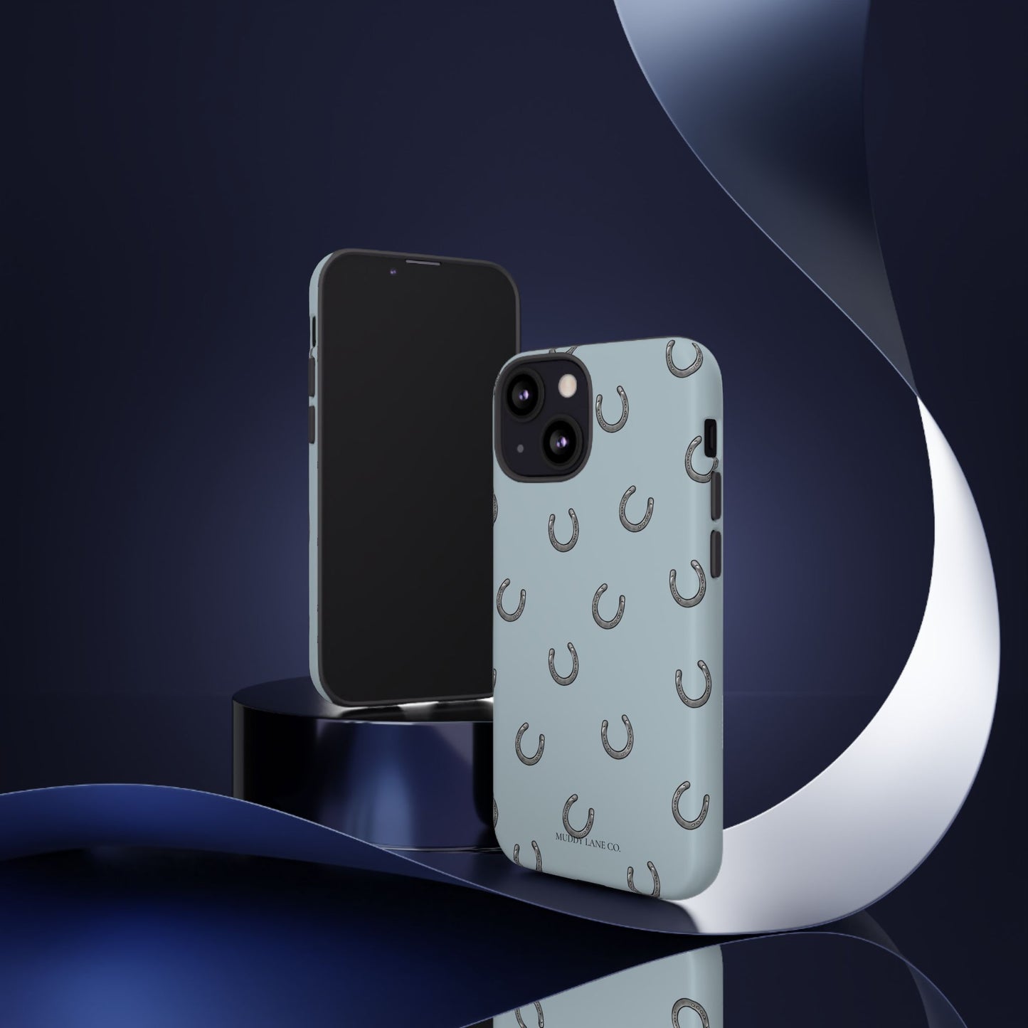 Horseshoe Pattern Tough Phone Case in Dusty Blue Matte