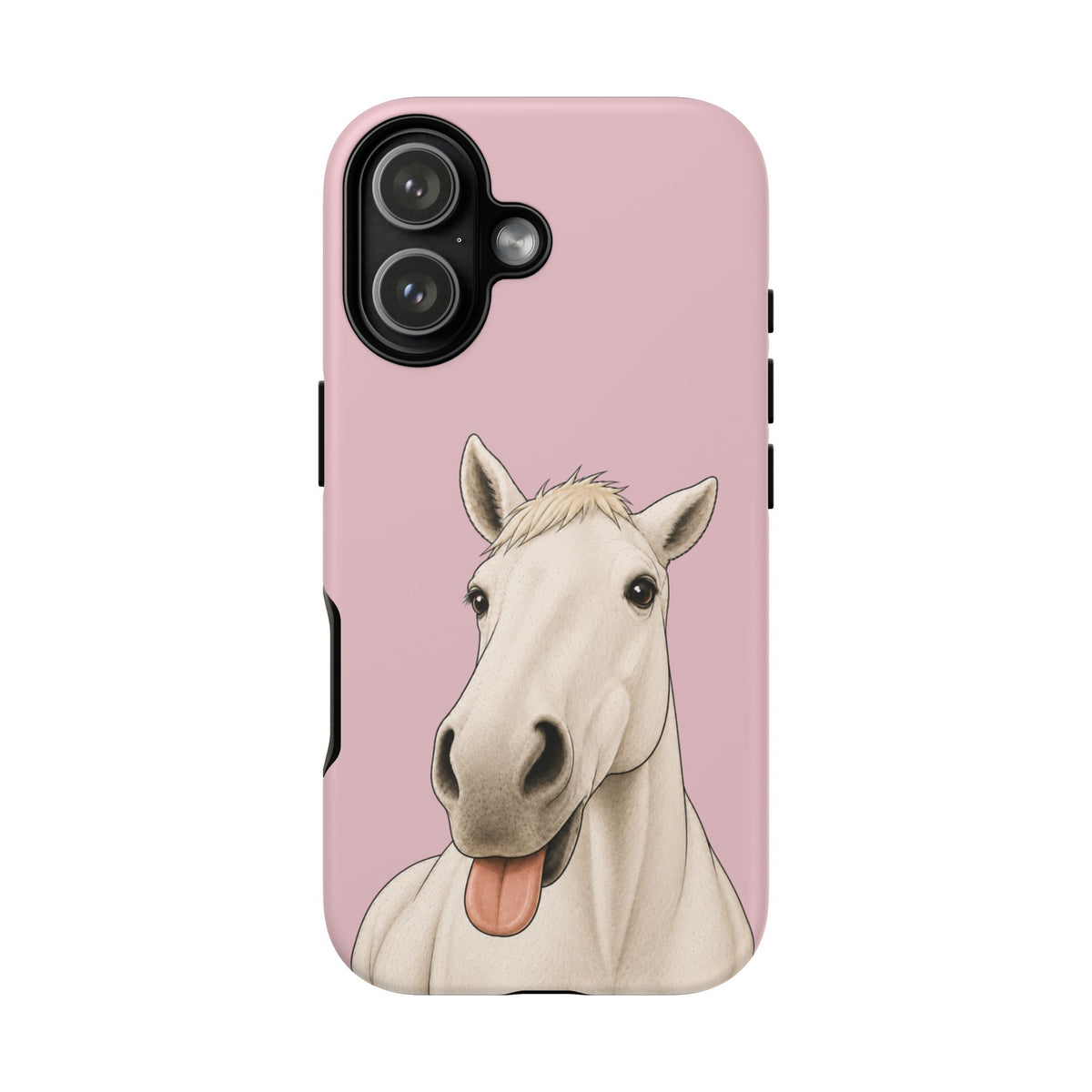 Silly White Horse Tough Phone Case in Soft Rosette Pink Matte