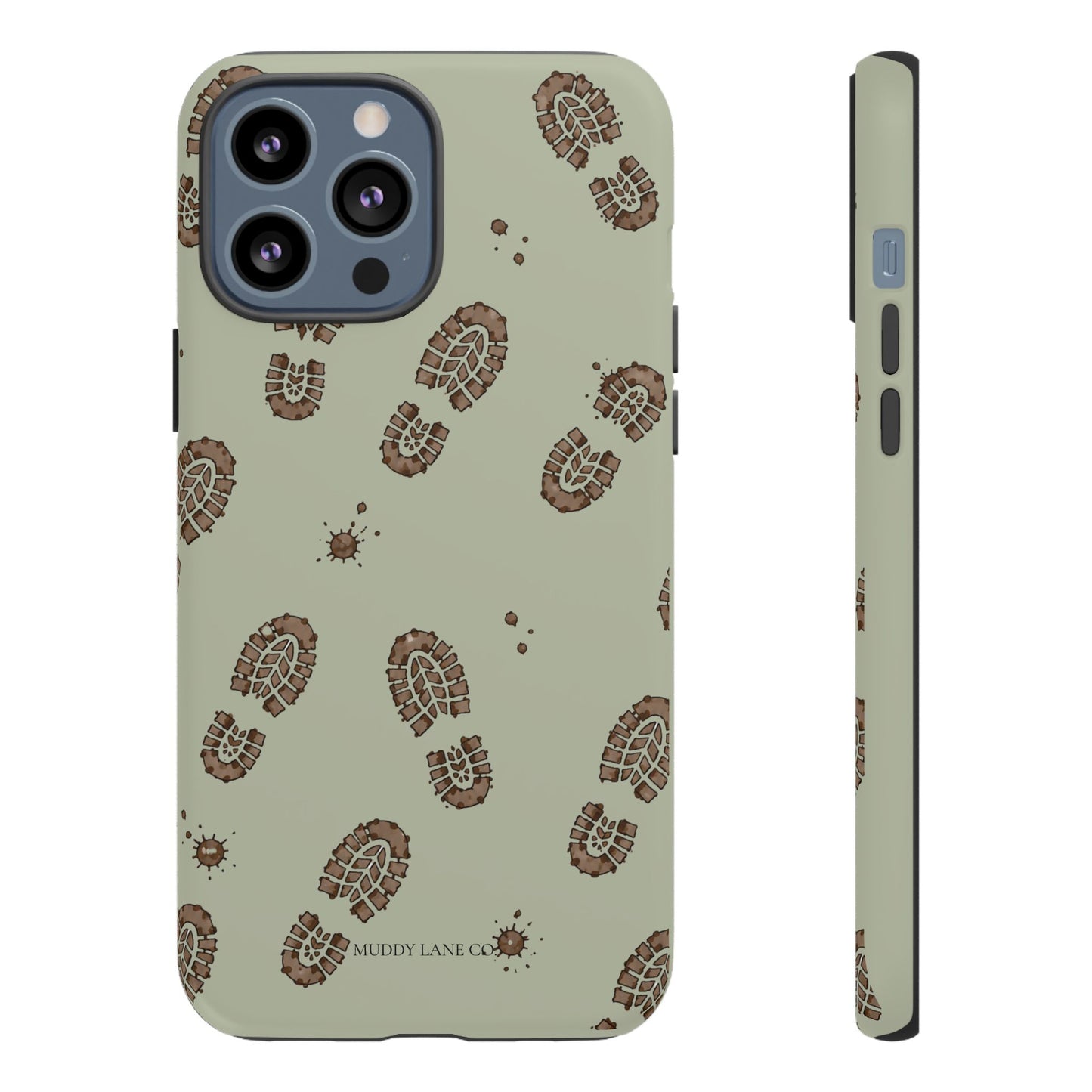 Muddy Boot Print Tough Phone Case in Light Sage Matte