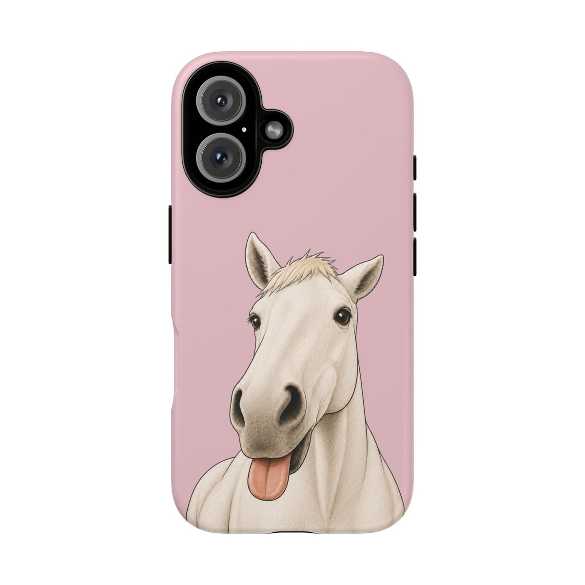 Silly White Horse Tough Phone Case in Soft Rosette Pink Matte