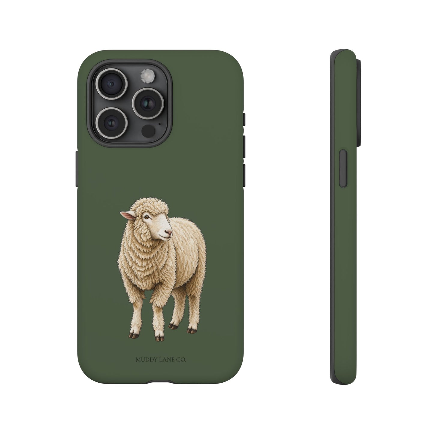 Sheep Tough Phone Case in Forest Green Matte