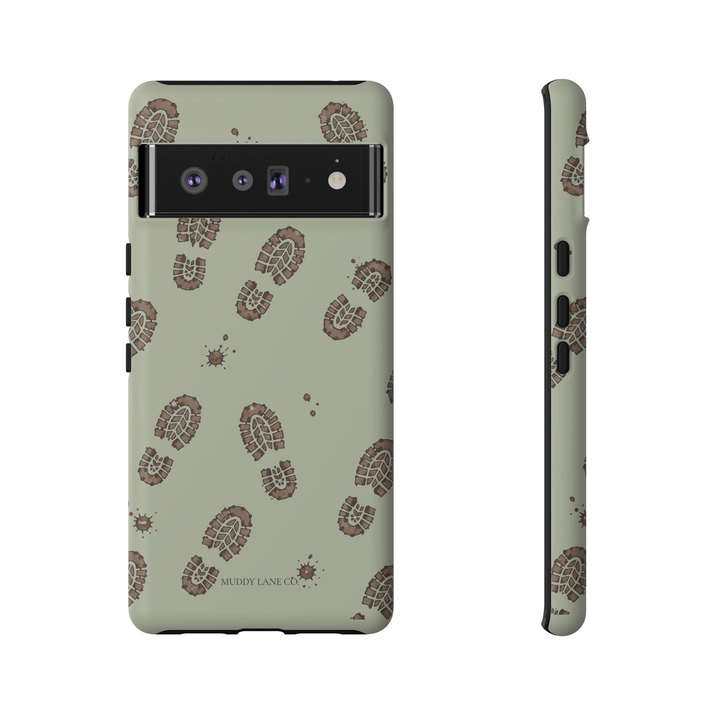 Muddy Boot Print Tough Phone Case in Light Sage Matte