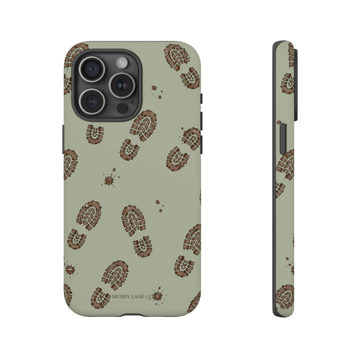 Muddy Boot Print Tough Phone Case in Light Sage Matte