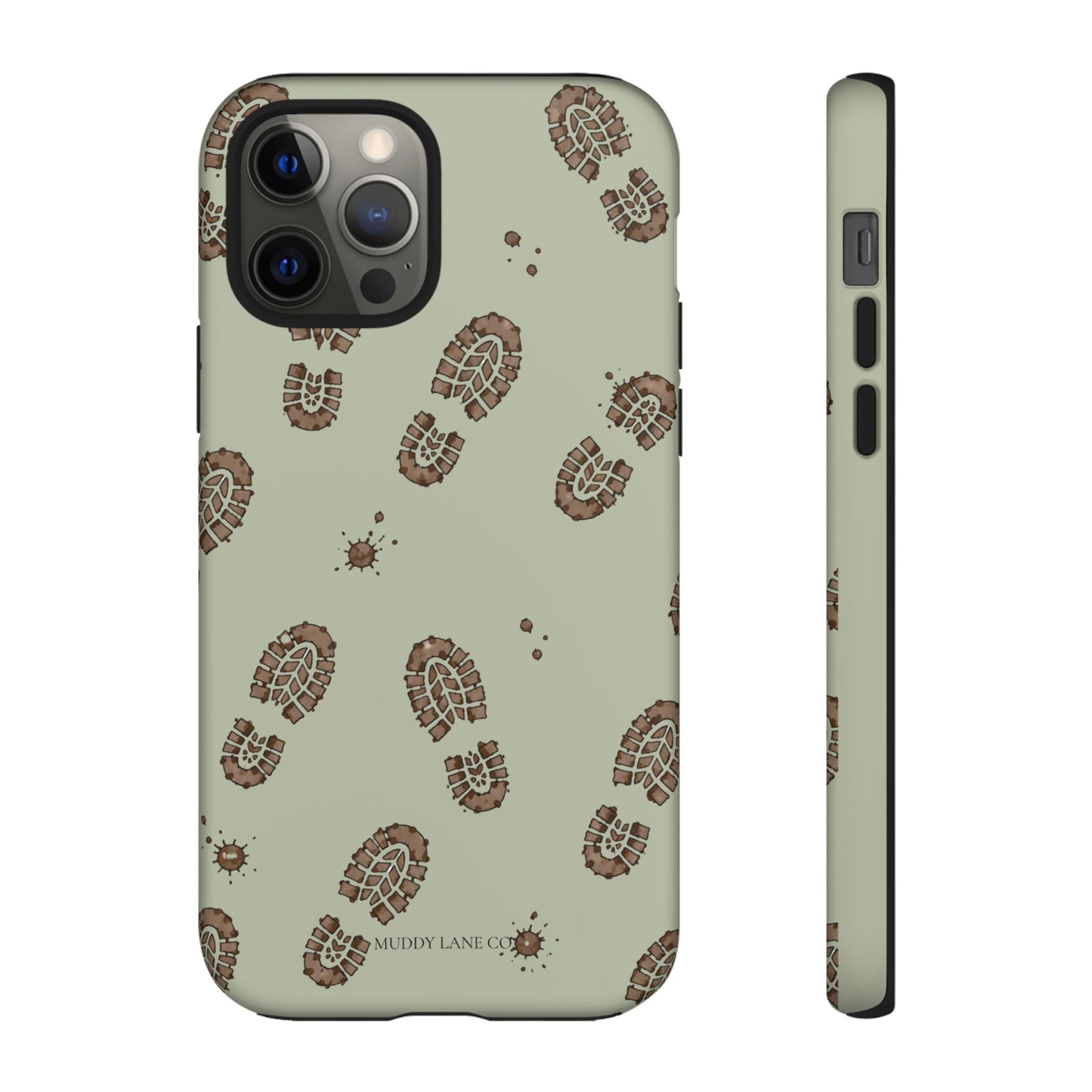 Muddy Boot Print Tough Phone Case in Light Sage Matte