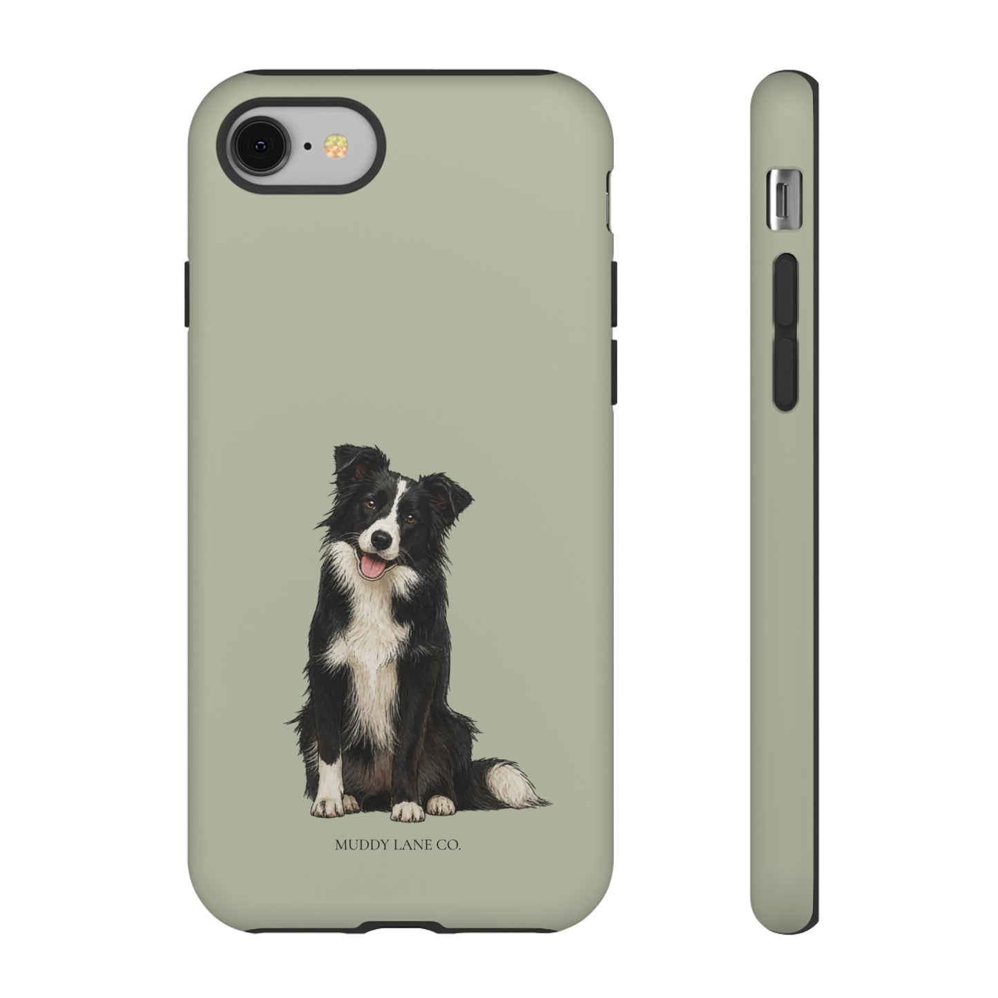 Border Collie Tough Phone Case in Light Sage Matte