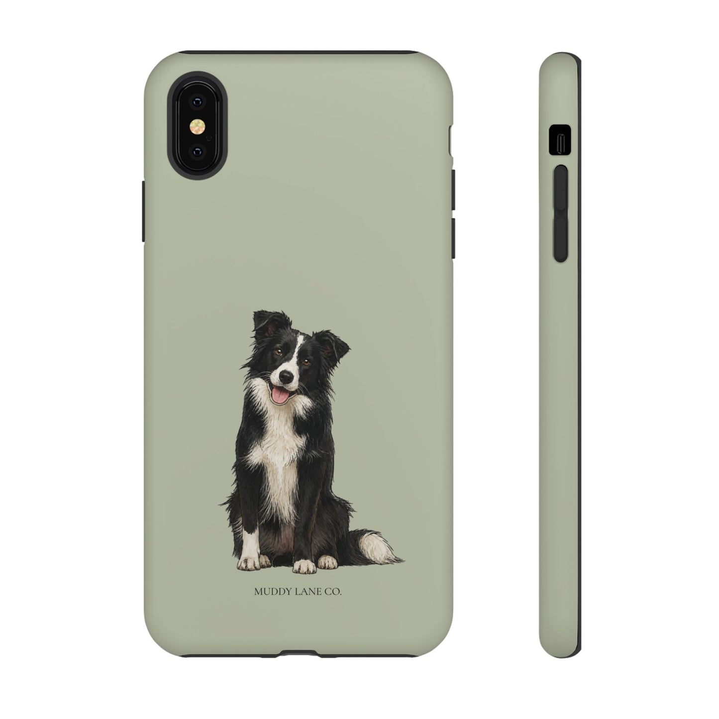 Border Collie Tough Phone Case in Light Sage Matte