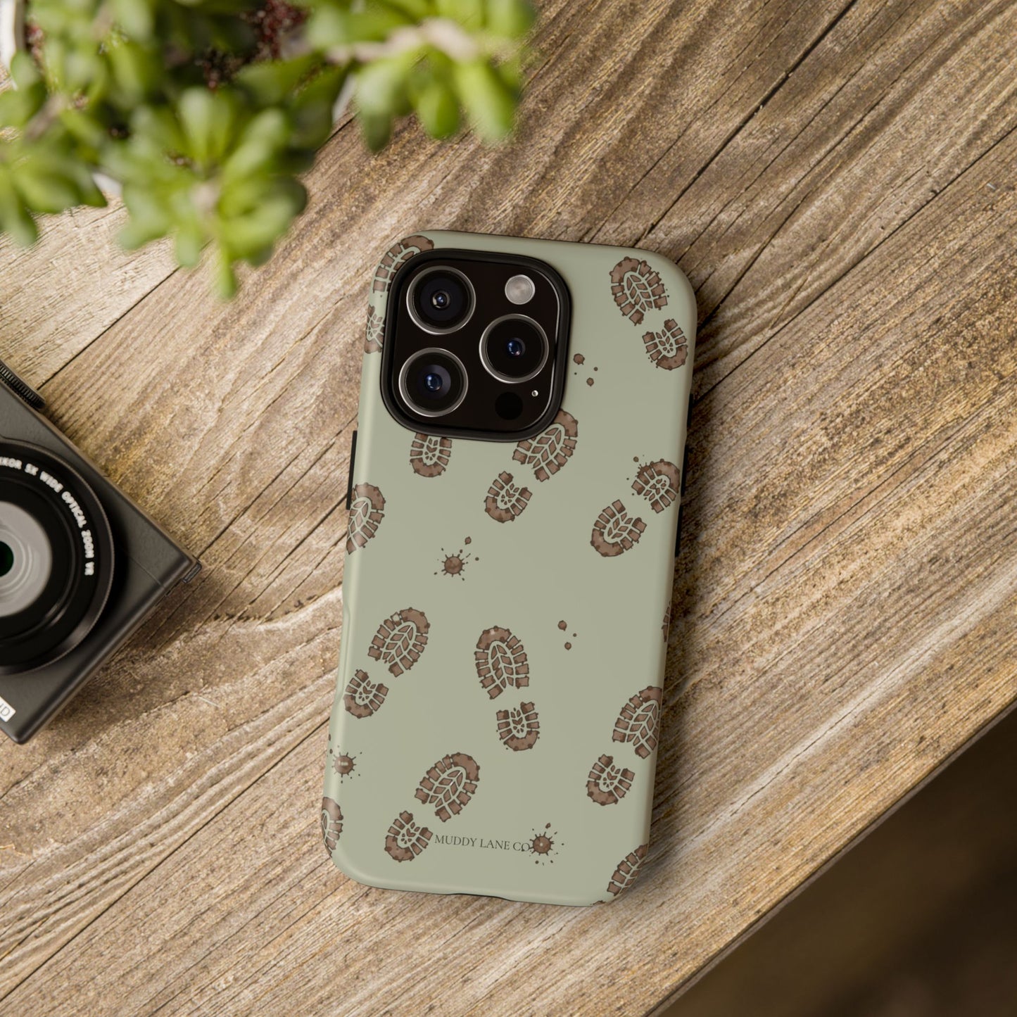 Muddy Boot Print Tough Phone Case in Light Sage Matte