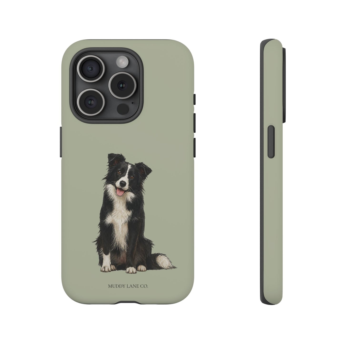 Border Collie Tough Phone Case in Light Sage Matte