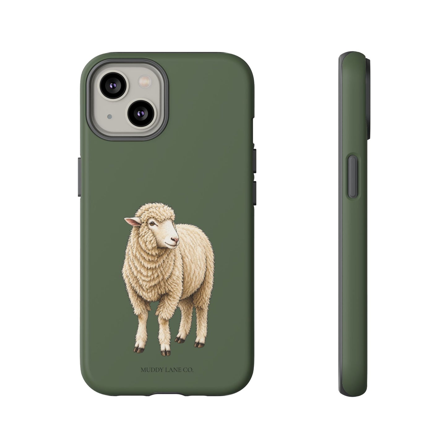 Sheep Tough Phone Case in Forest Green Matte
