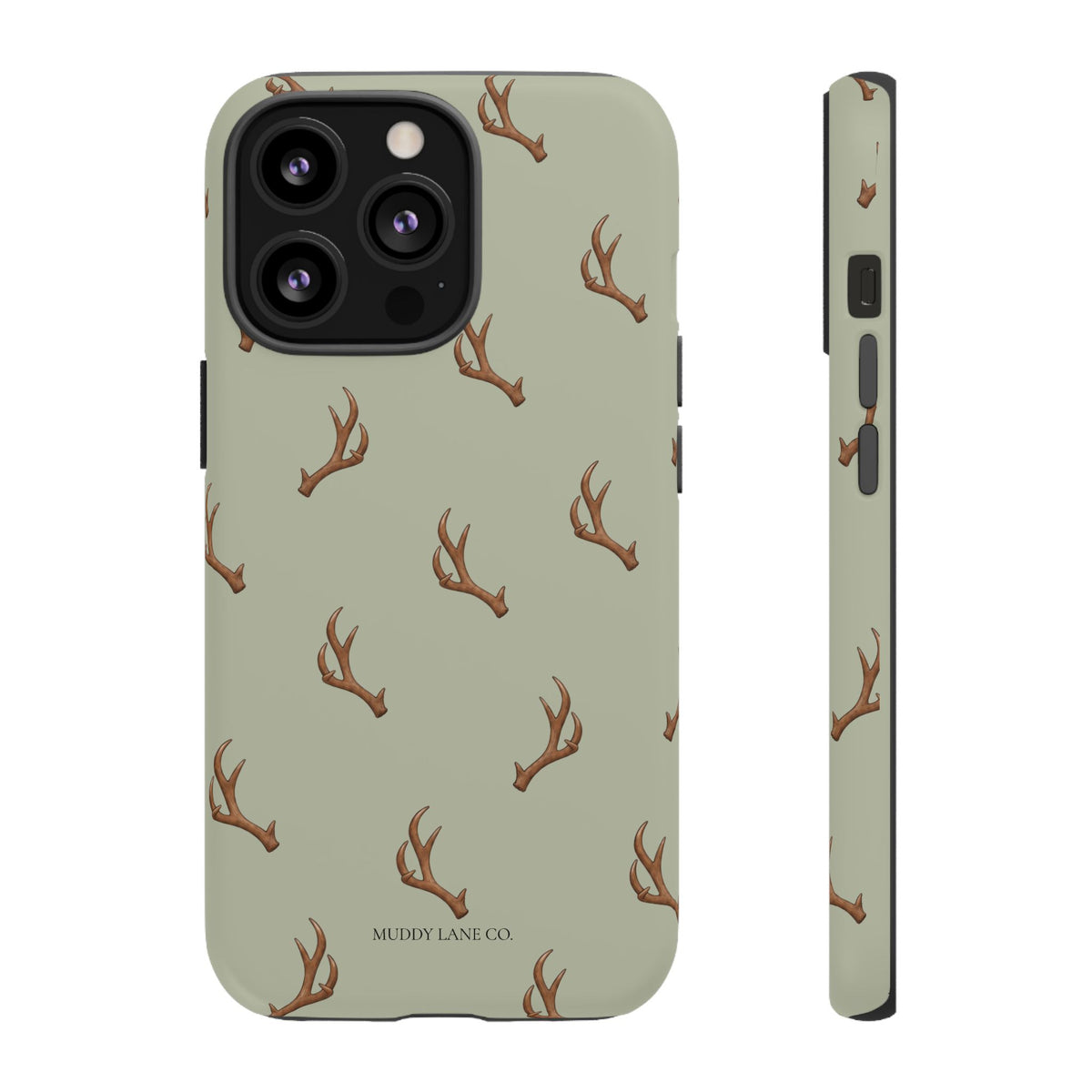 Antler Pattern Tough Phone Case in Light Sage Matte