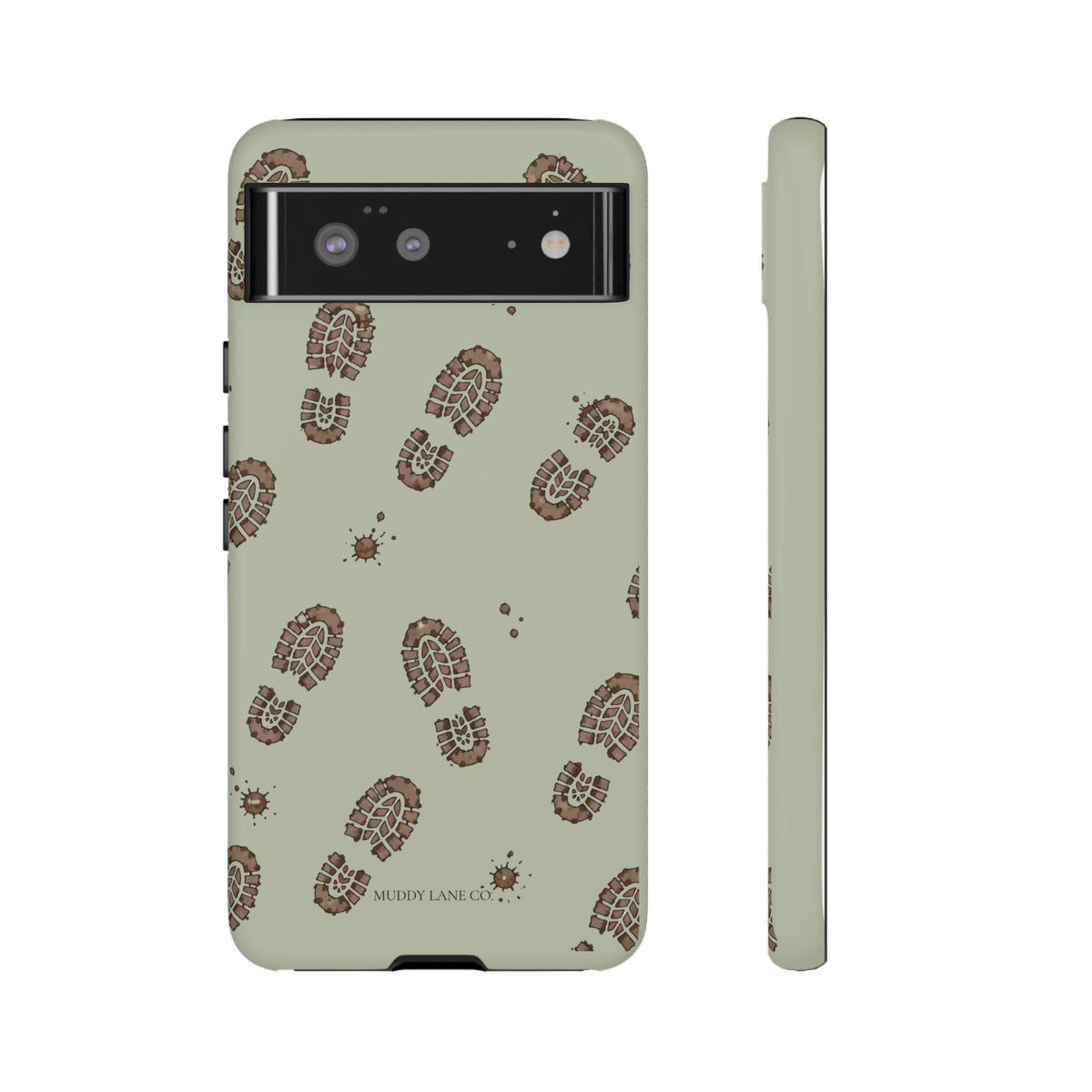 Muddy Boot Print Tough Phone Case in Light Sage Matte