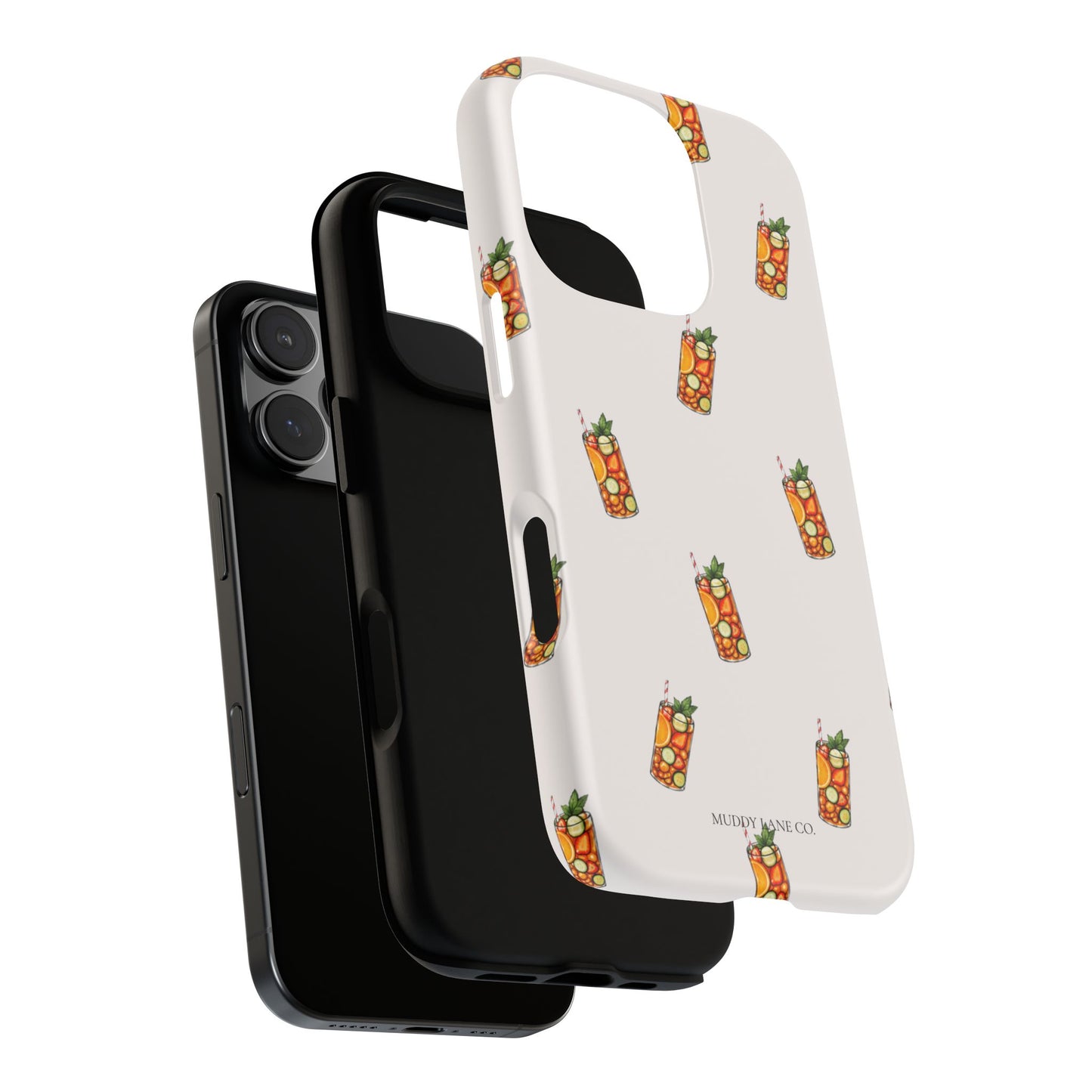 Summer Drink Pattern Tough Phone Case in Warm Cream Matte