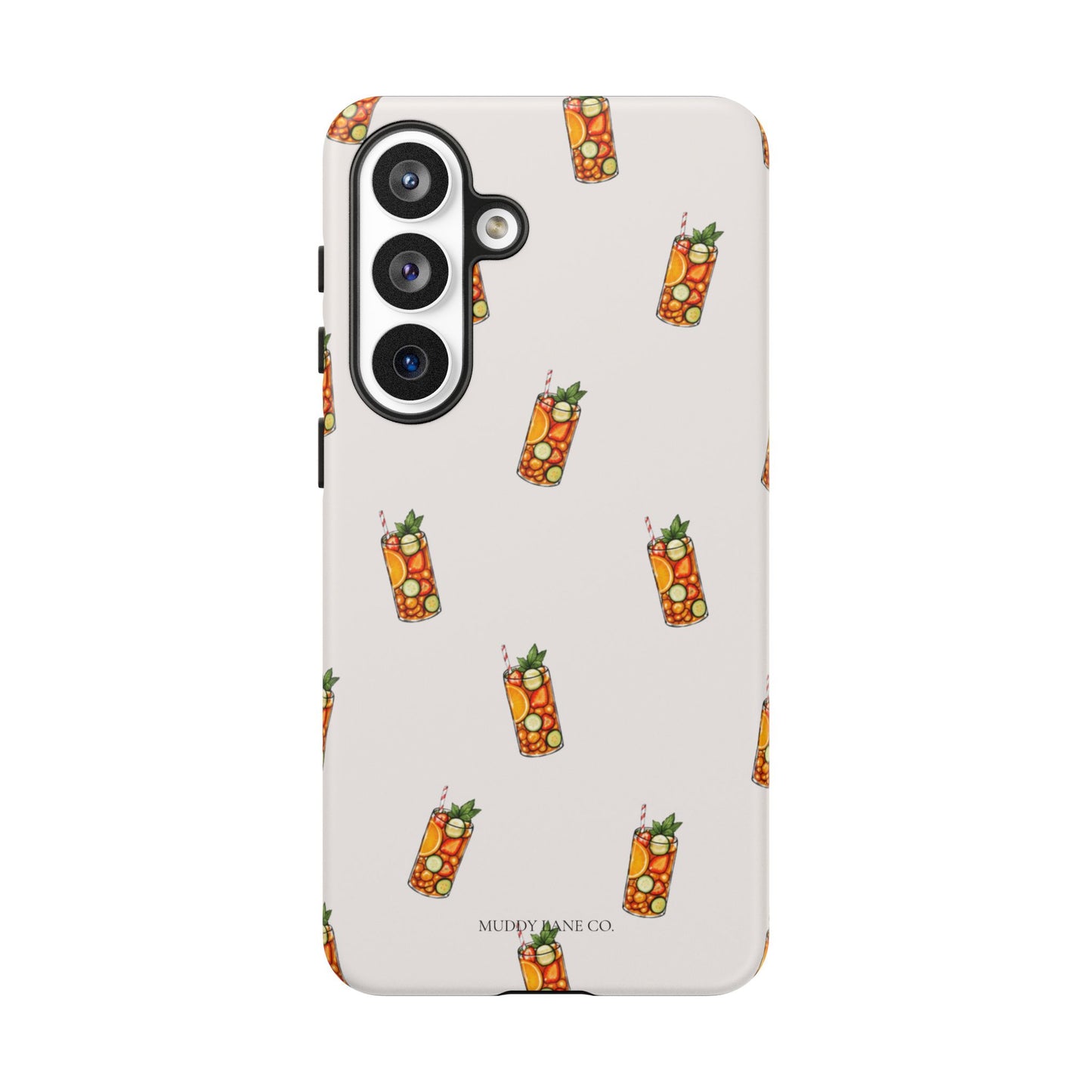 Summer Drink Pattern Tough Phone Case in Warm Cream Matte