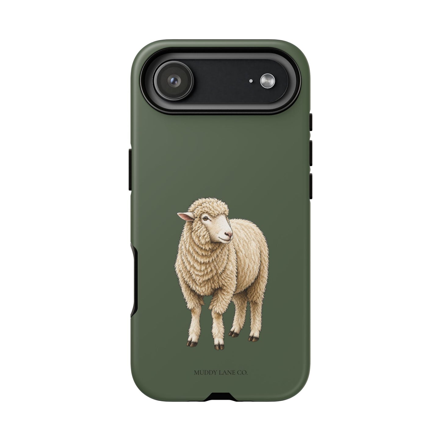 Sheep Tough Phone Case in Forest Green Matte