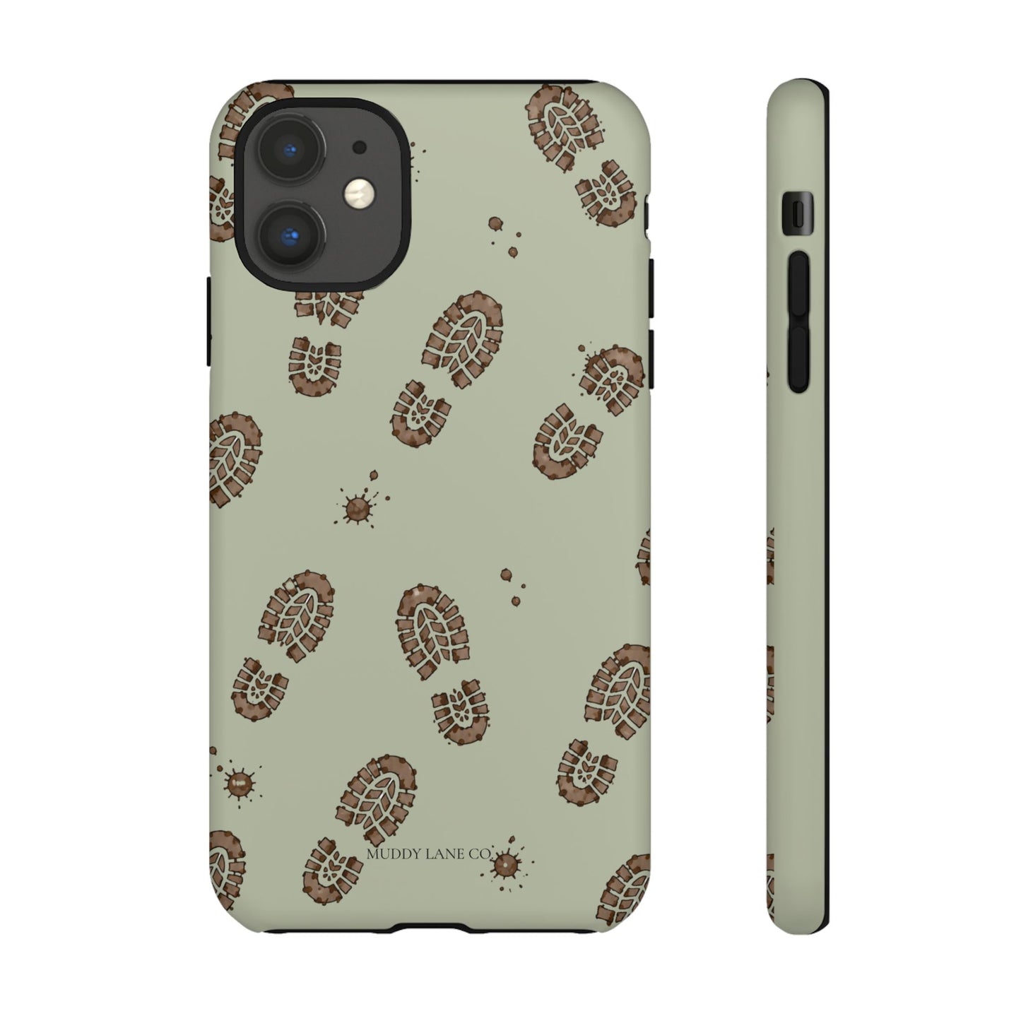 Muddy Boot Print Tough Phone Case in Light Sage Matte