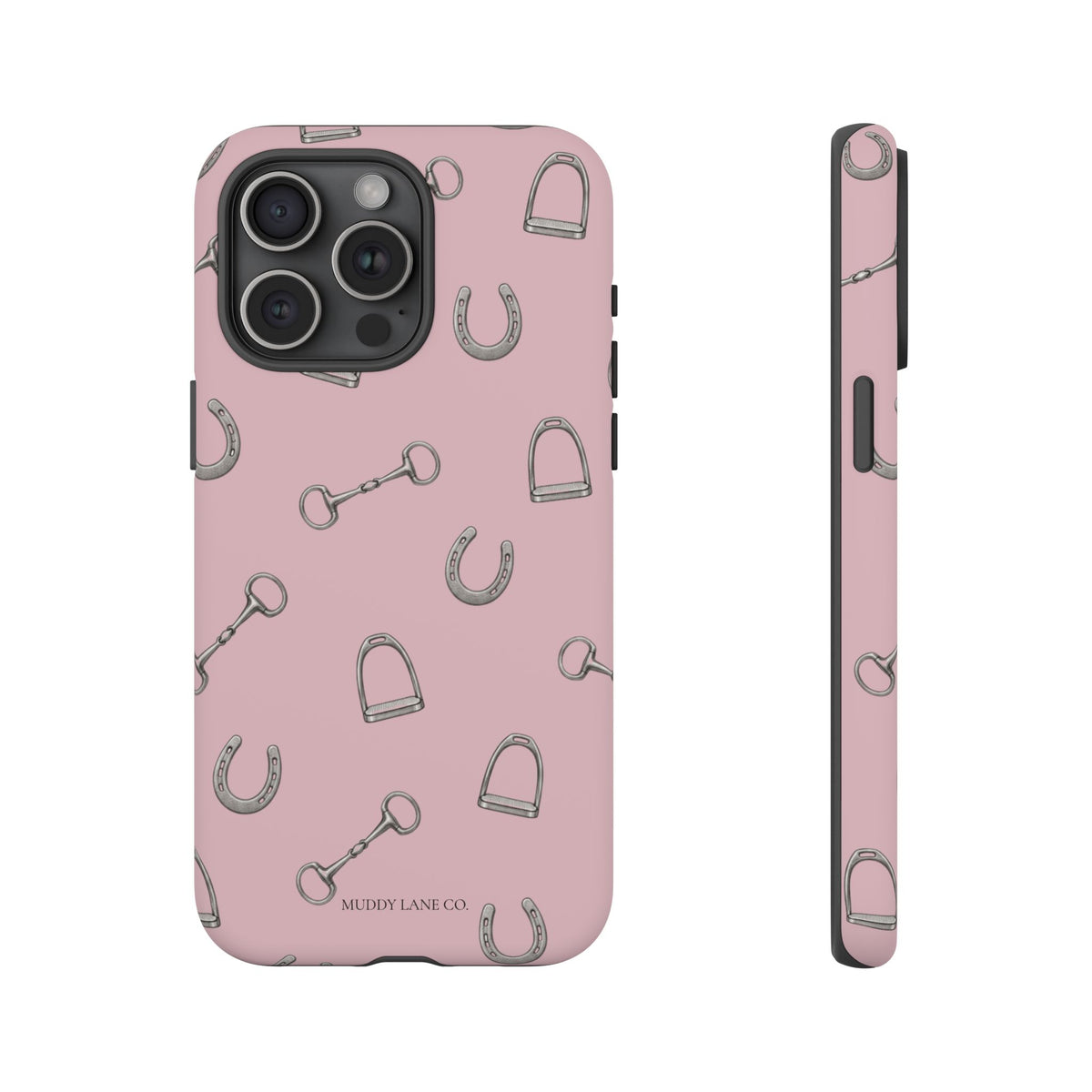 Tack Room Pattern Tough Phone Case in Soft Rosette Pink Matte