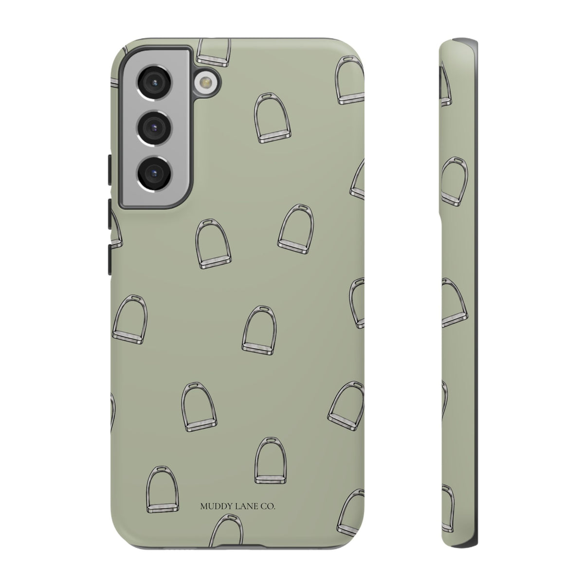 Stirrup Pattern Tough Phone Case in Light Sage Matte