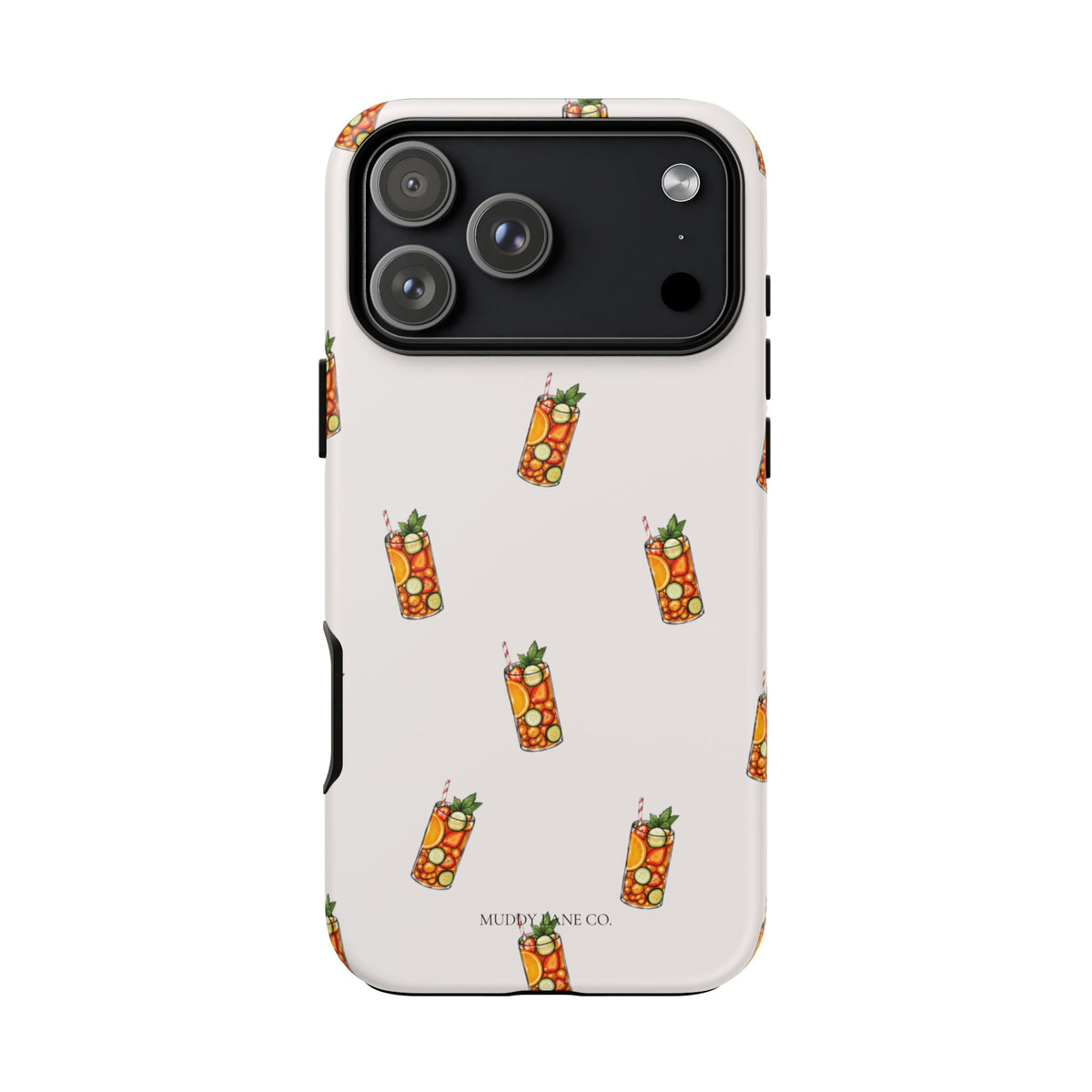 Summer Drink Pattern Tough Phone Case in Warm Cream Matte