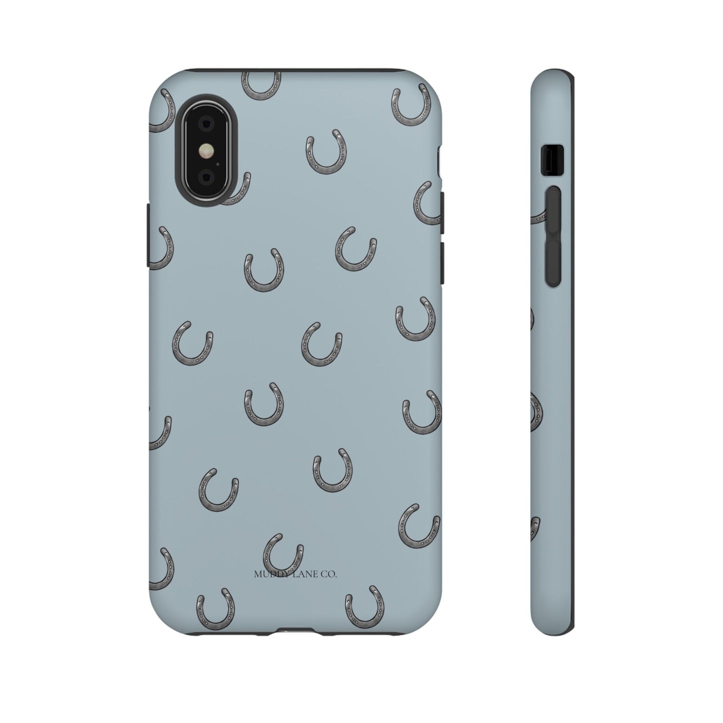Horseshoe Pattern Tough Phone Case in Dusty Blue Matte