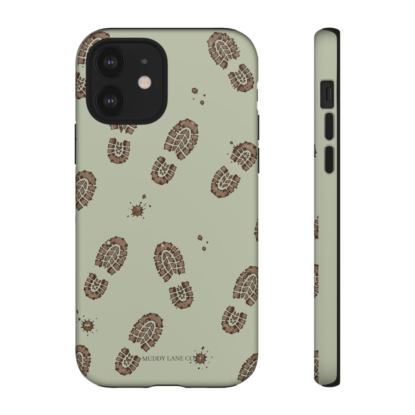 Muddy Boot Print Tough Phone Case in Light Sage Matte