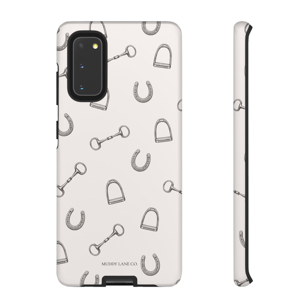 Tack Room Pattern Tough Phone Case in Warm Cream Matte