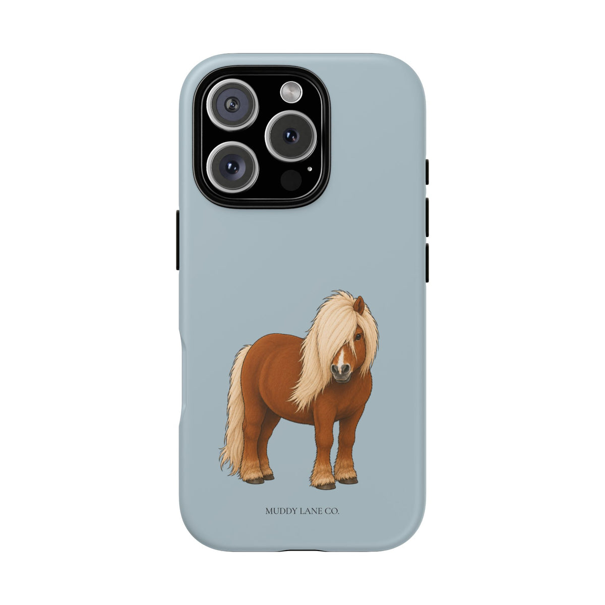 Shetland Pony tough phone case in Dusty Blue, matte finish, original Muddy Lane Co. artwork