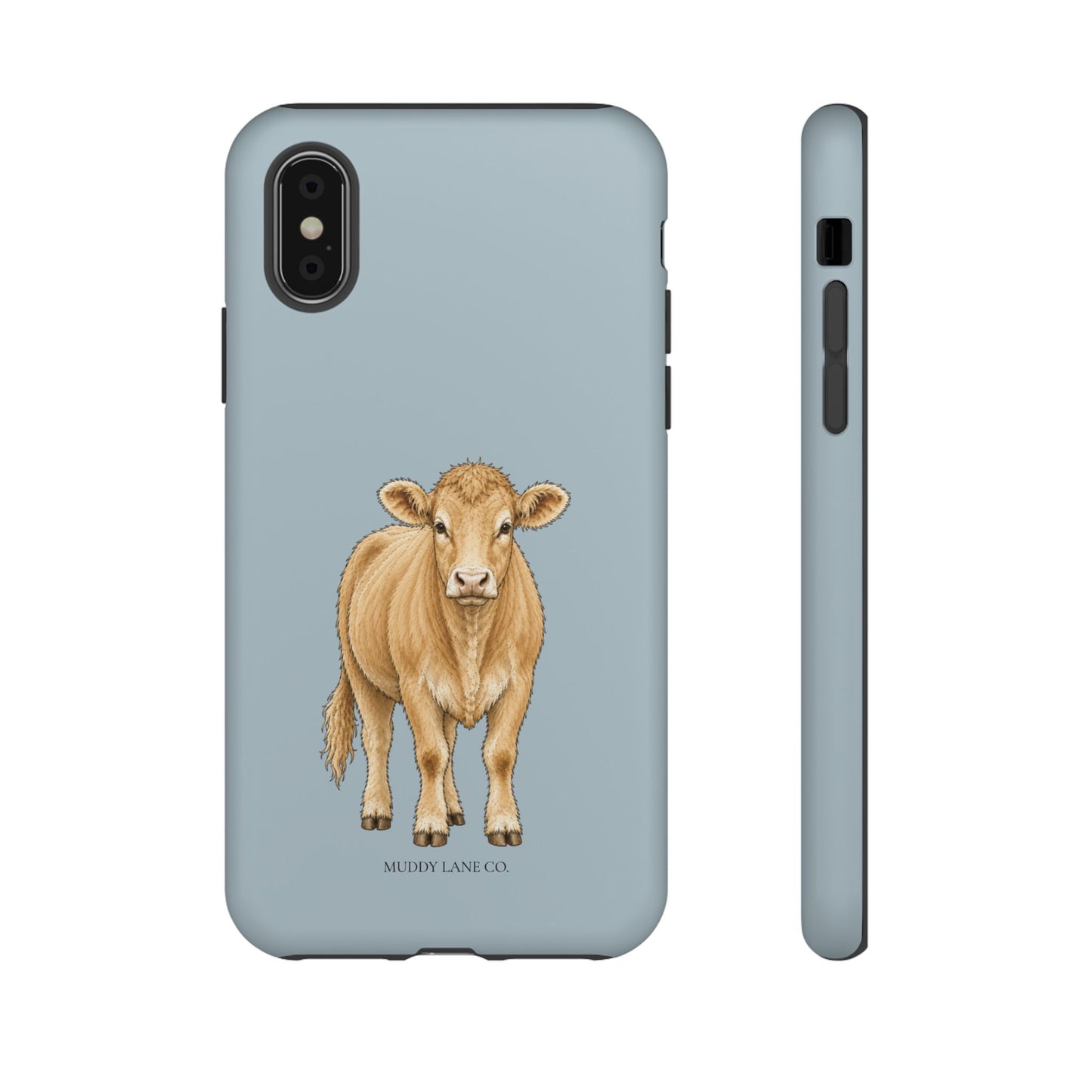 Farm Cow Tough Phone Case in Dusty Blue Matte