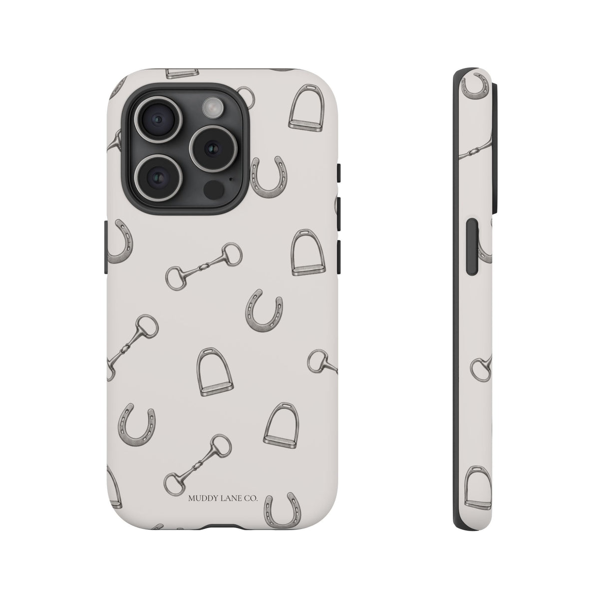 Tack Room Pattern Tough Phone Case in Warm Cream Matte