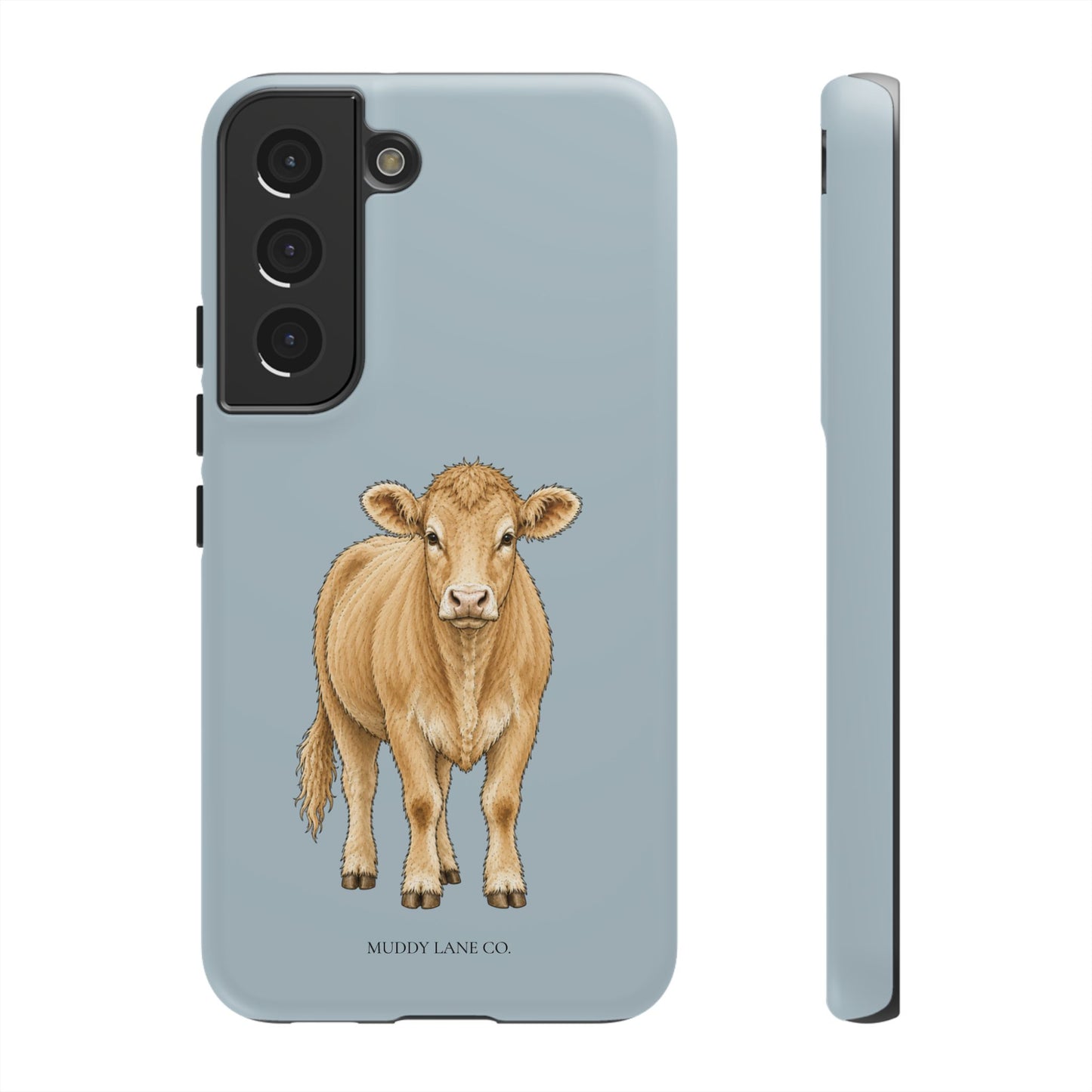 Farm Cow Tough Phone Case in Dusty Blue Matte