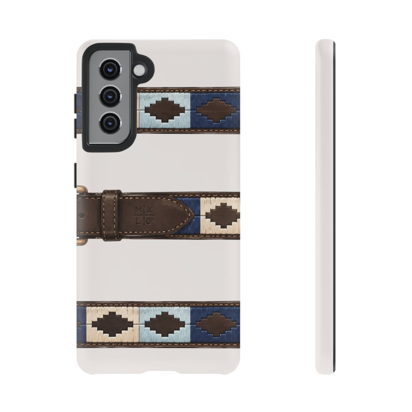 Country Belt Pattern Tough Phone Case in Warm Cream Matte