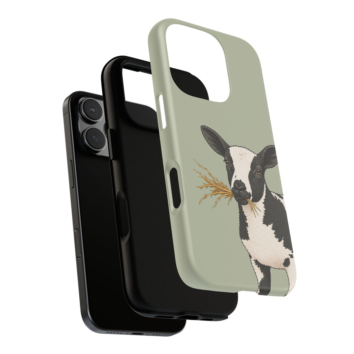 Dutch Spotted Sheep Close-Up Tough Phone Case in Light Sage Matte