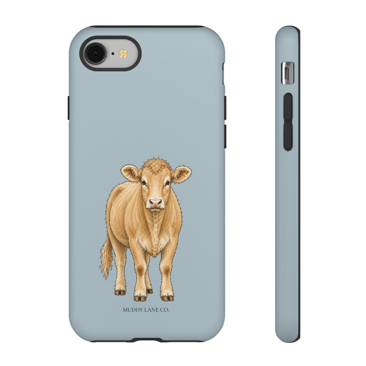 Farm Cow Tough Phone Case in Dusty Blue Matte
