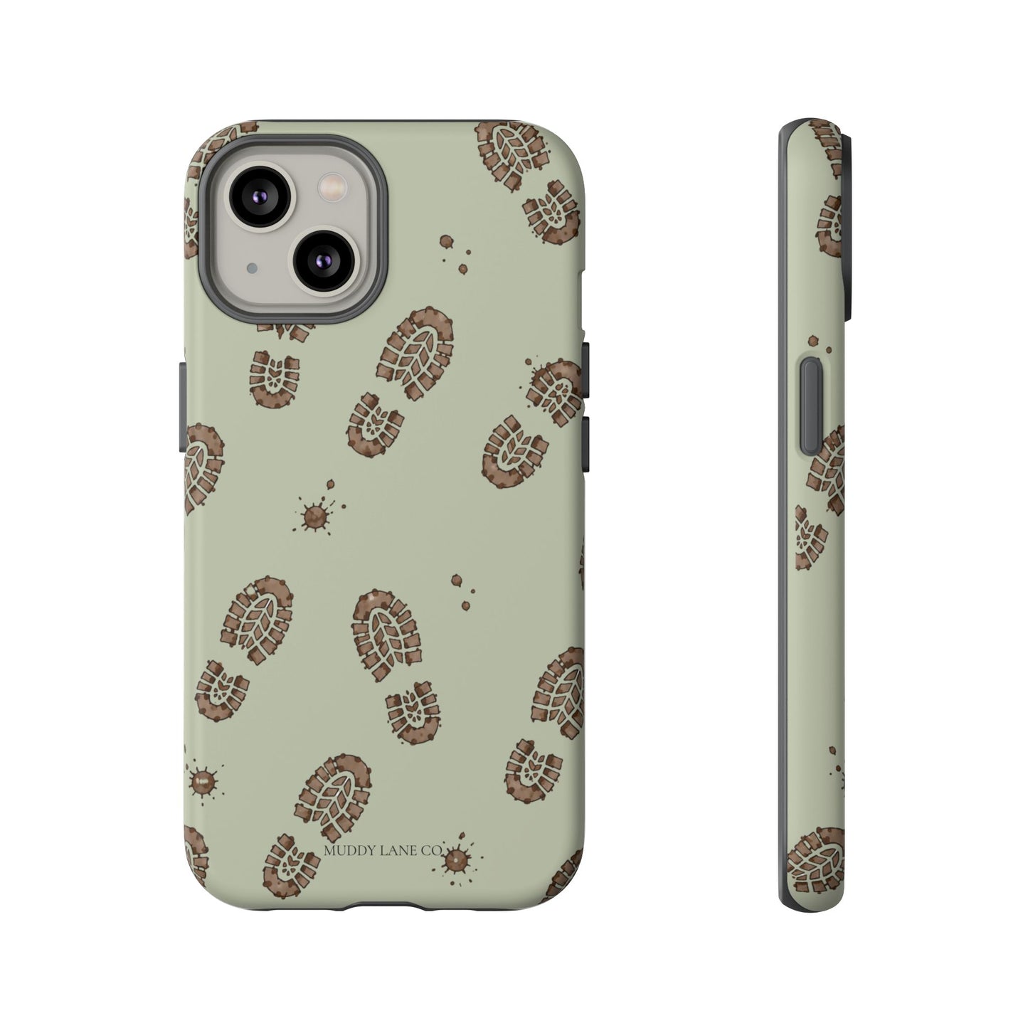 Muddy Boot Print Tough Phone Case in Light Sage Matte