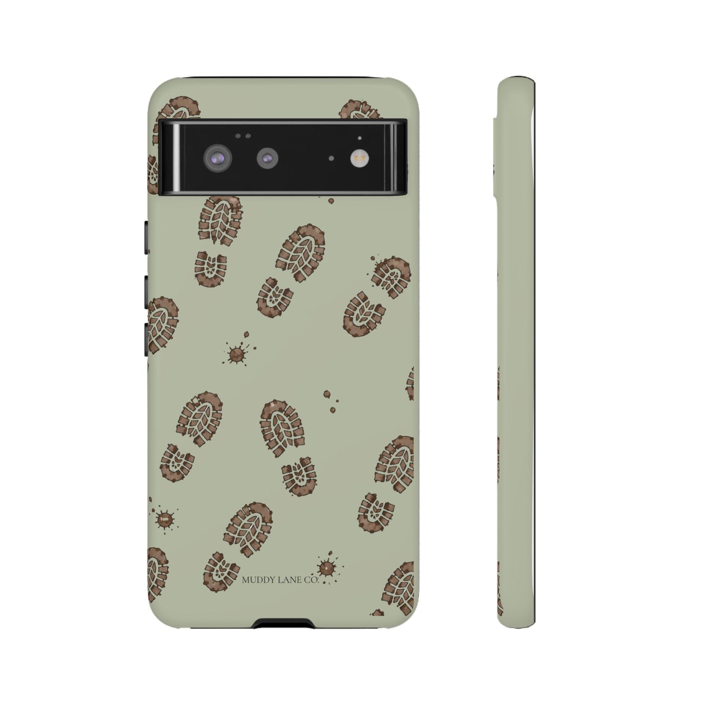 Muddy Boot Print Tough Phone Case in Light Sage Matte