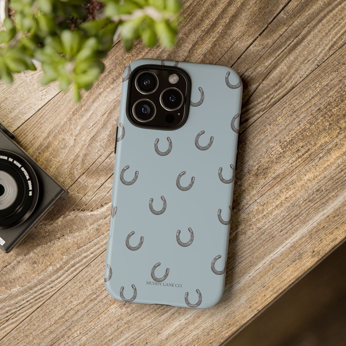 Horseshoe Pattern Tough Phone Case in Dusty Blue Matte