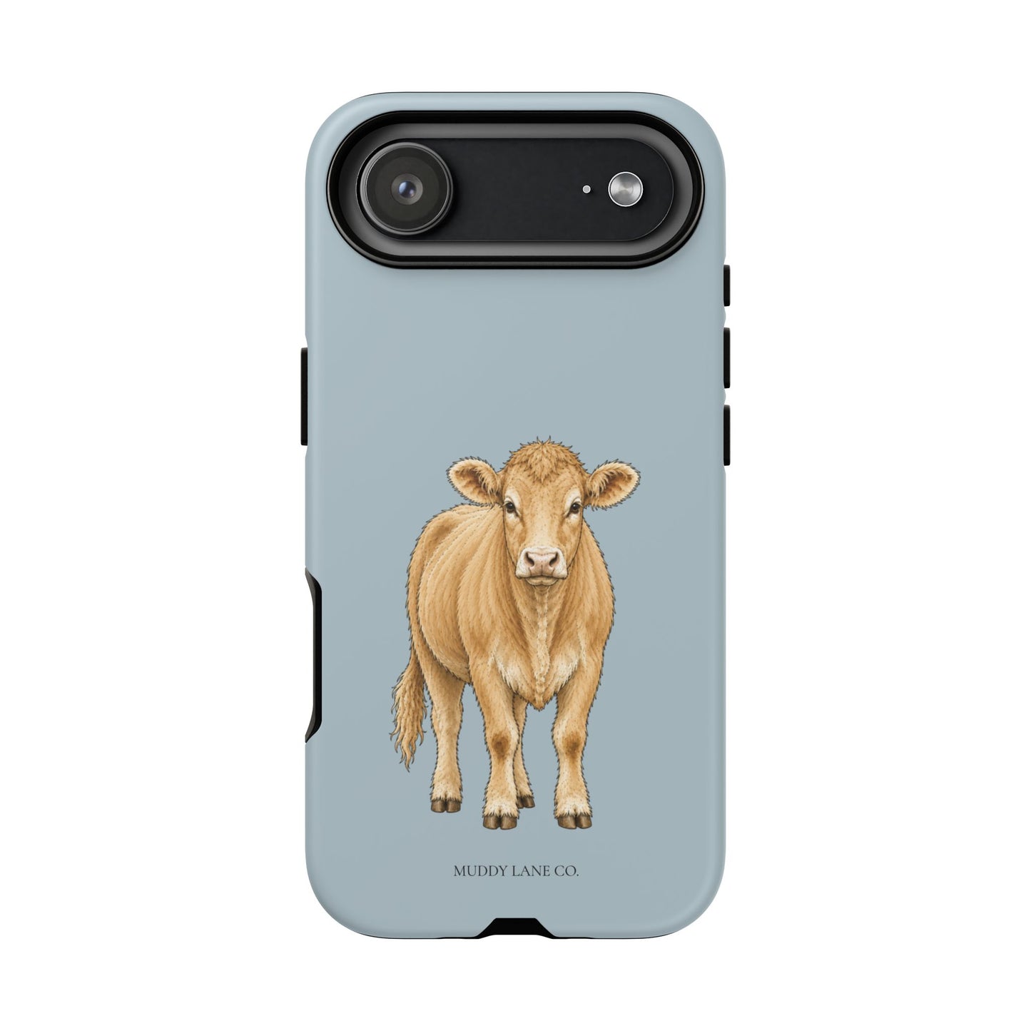 Farm Cow Tough Phone Case in Dusty Blue Matte