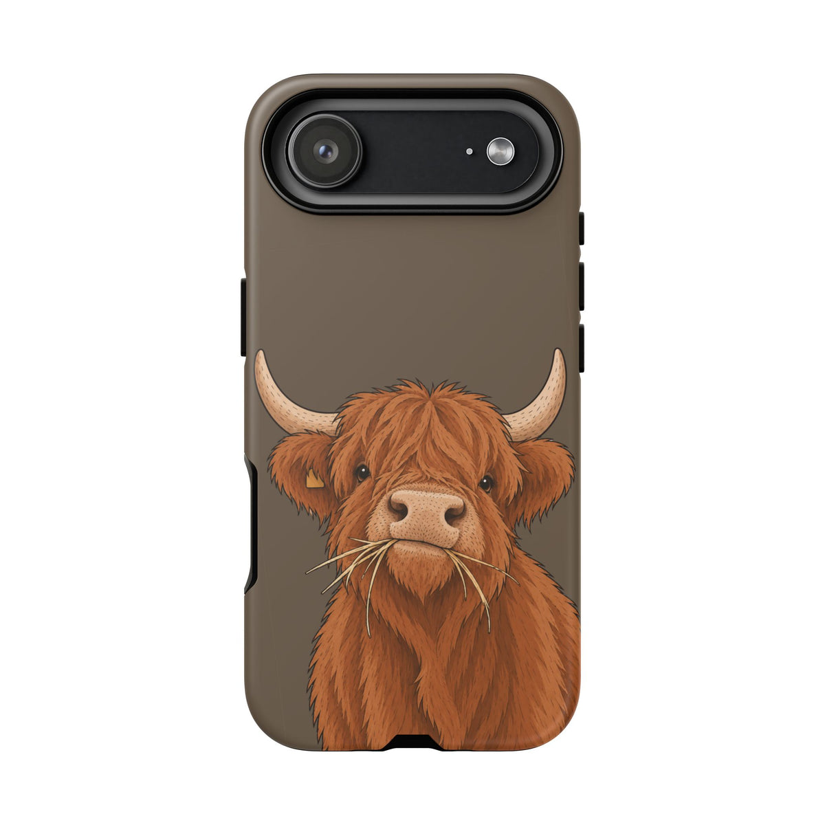Highland Cow Close-Up Tough Phone Case in Taupe Brown Matte
