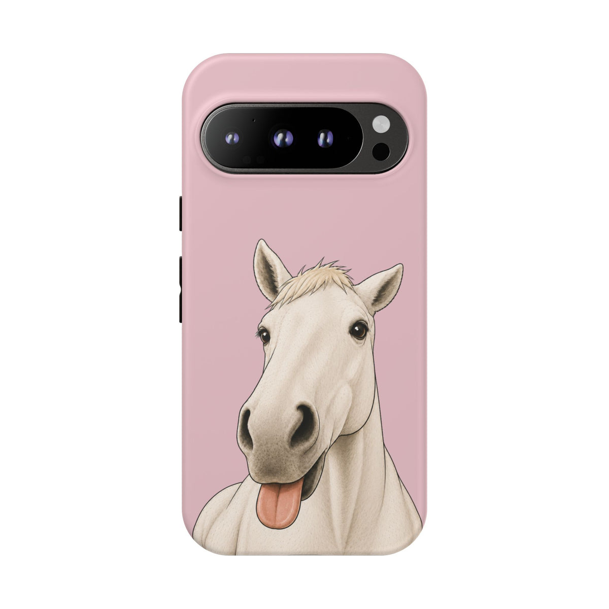 Silly White Horse Tough Phone Case in Soft Rosette Pink Matte