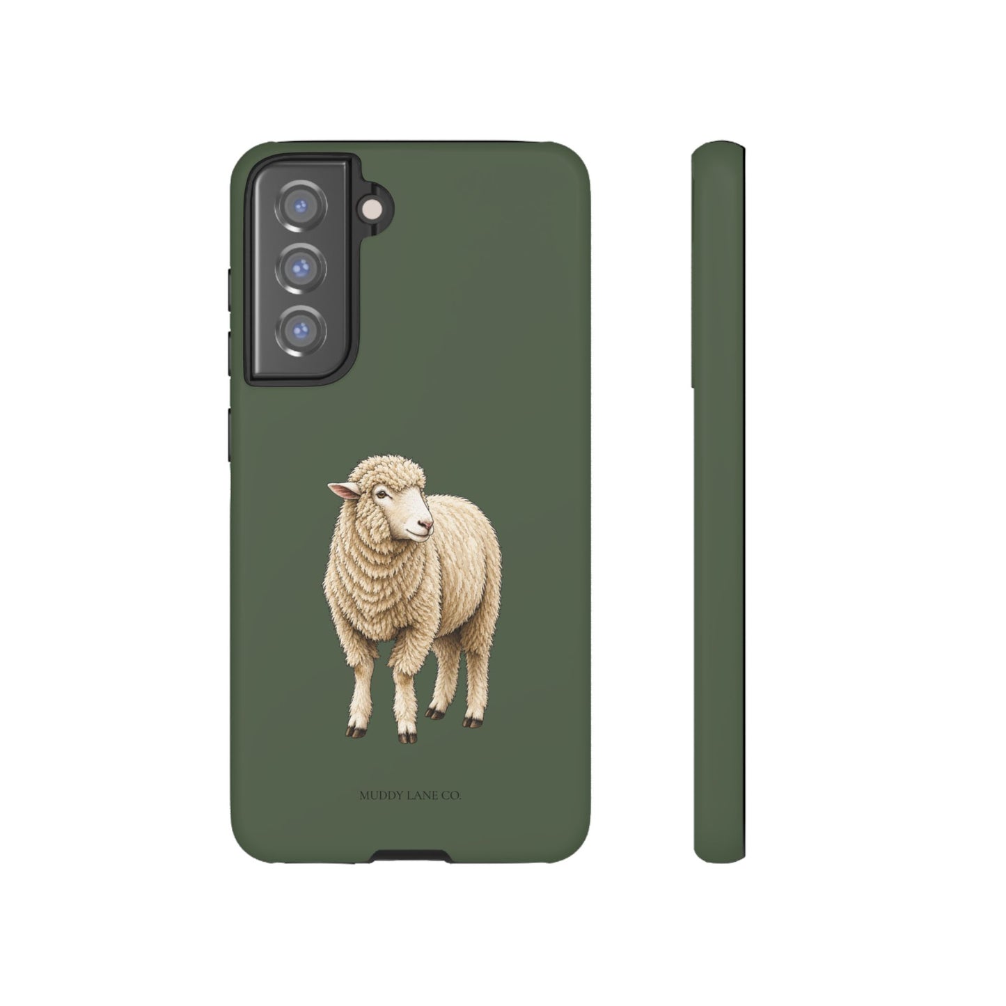 Sheep Tough Phone Case in Forest Green Matte