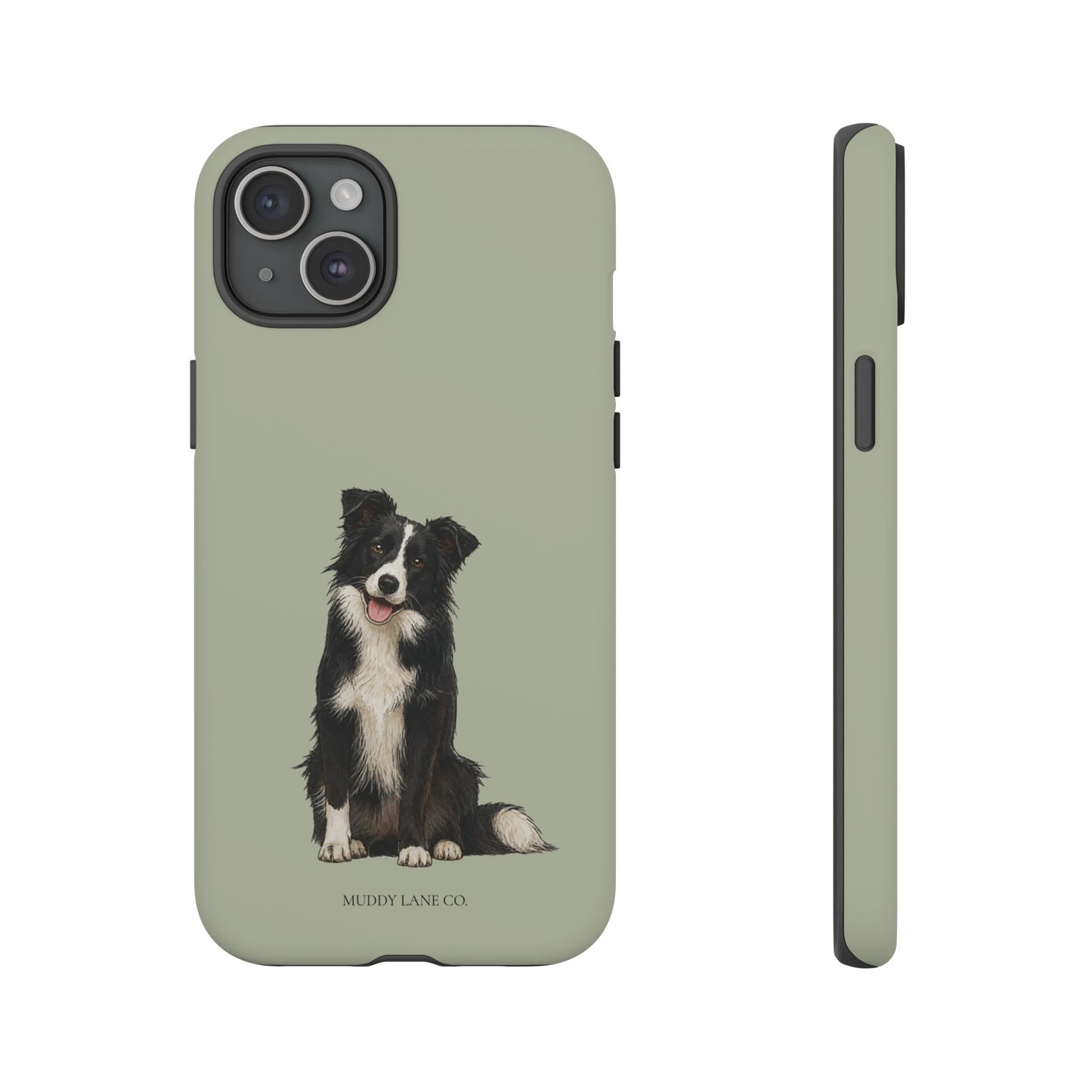 Border Collie Tough Phone Case in Light Sage Matte