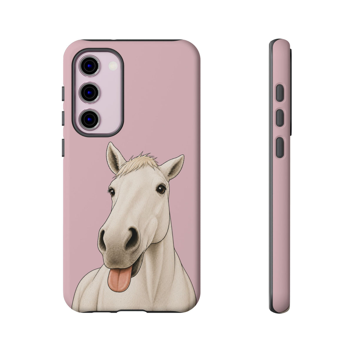 Silly White Horse Tough Phone Case in Soft Rosette Pink Matte