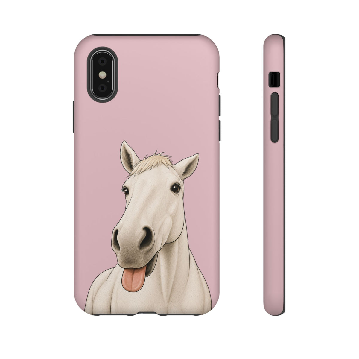 Silly White Horse Tough Phone Case in Soft Rosette Pink Matte