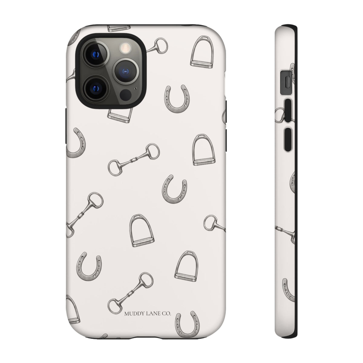 Tack Room Pattern Tough Phone Case in Warm Cream Matte